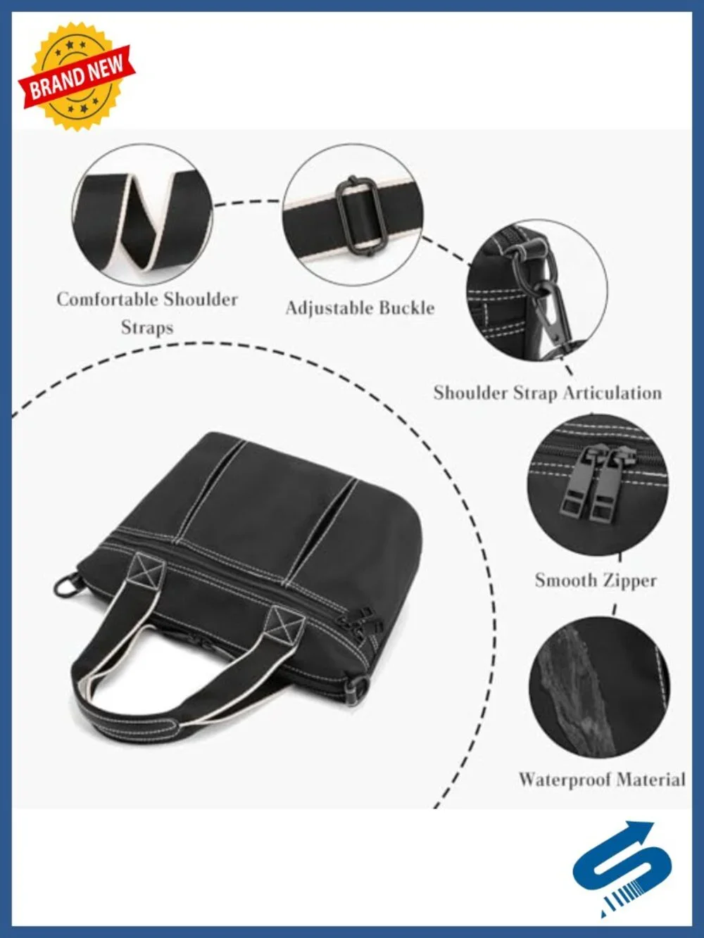 Waterproof Nylon Crossbody Shoulder Bag for Women - Top Handle
